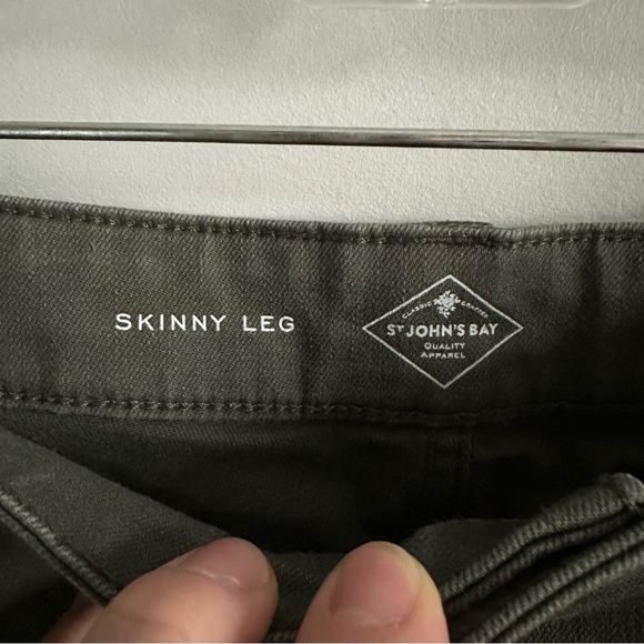 St. John's Bay Skinny Leg Jeans, Olive Army Green Size 10 | Cotton blend - Picture 2 of 9